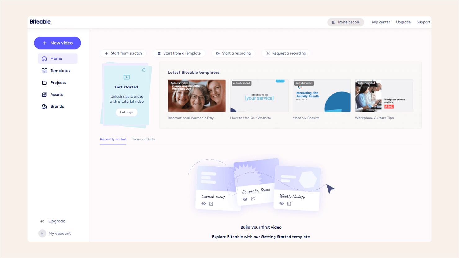 Biteable screenshot - 10 Migliori Software per Video Email Marketing per il 2026