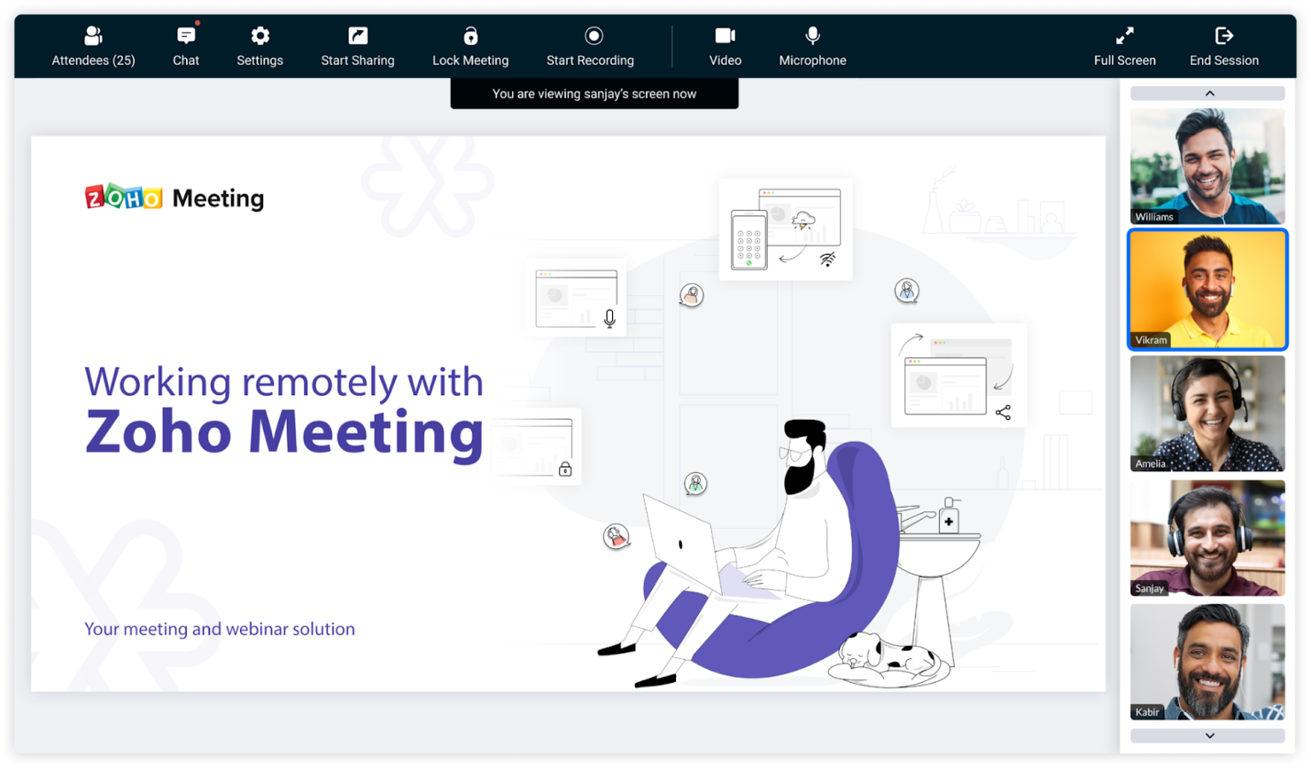 Zoho Meeting screenshot - 10 Mejores Software para Webinars Analizados en 2026