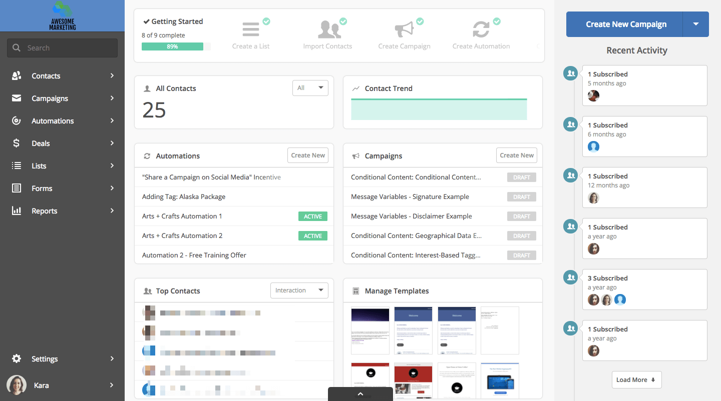 ActiveCampaign screenshot - 10 Migliori Piattaforme White Label di Email Marketing per 2026