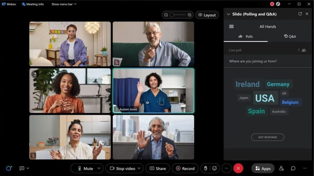 Webex screenshot - 10 migliori piattaforme per webinar recensite nel 2026