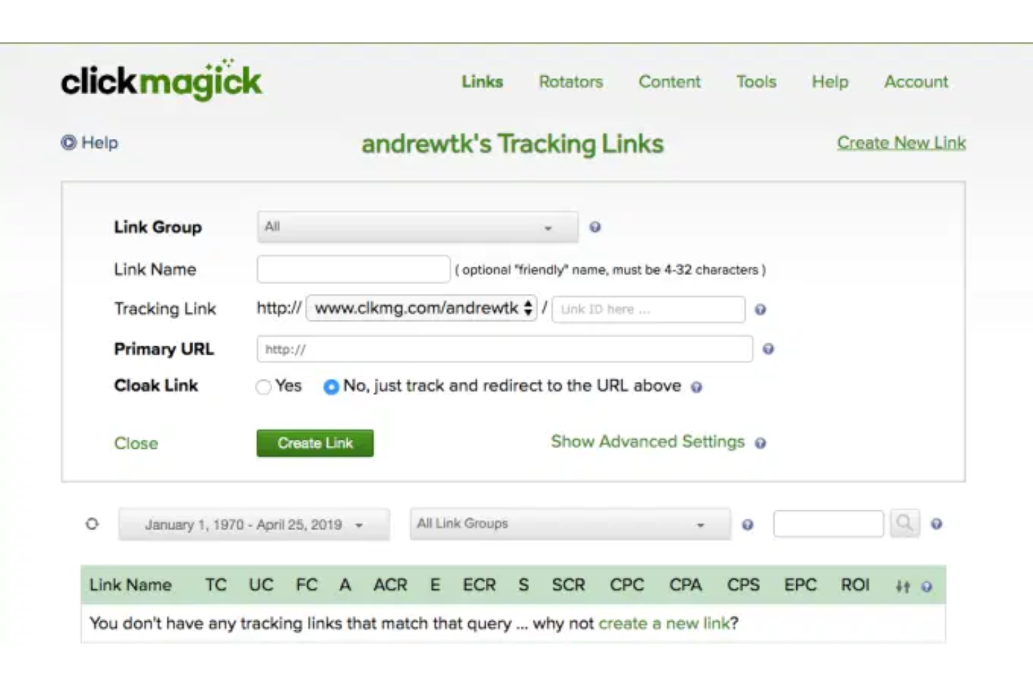 ClickMagick screenshot - 10 mejores acortadores de URL: Analizados y comparados para 2026
