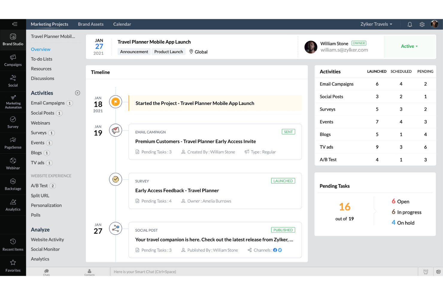 Zoho Marketing Plus screenshot - 10 Migliori Software di Marketing per Piccole Imprese Nel 2026
