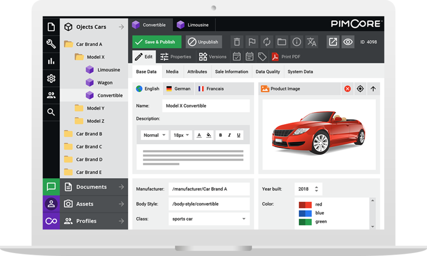 Pimcore screenshot - 10 migliori software per la gestione delle risorse di marketing del 2026