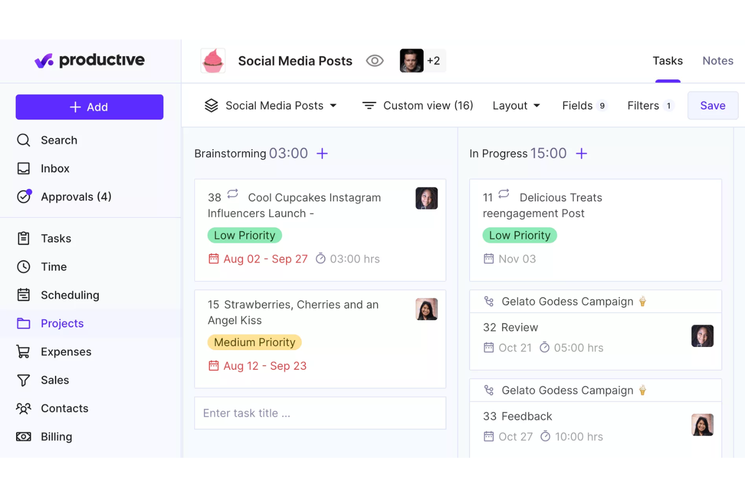 Productive screenshot - 10 migliori software per la gestione delle risorse di marketing del 2026