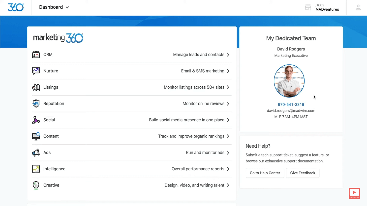 Marketing 360 screenshot - 10 mejores programas de remarketing para volver a captar clientes 2026