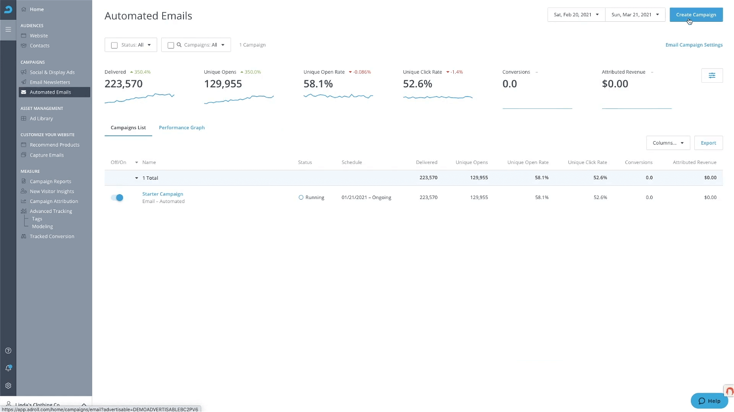 AdRoll screenshot - 10 mejores programas de remarketing para volver a captar clientes 2026