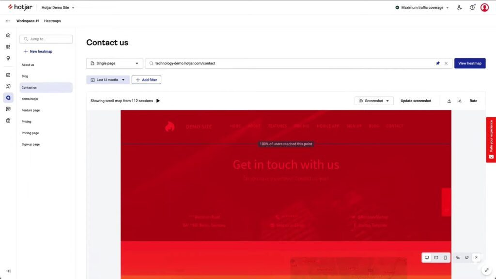 Hotjar screenshot - 10 Mejores Herramientas de Medición de Marketing en 2026