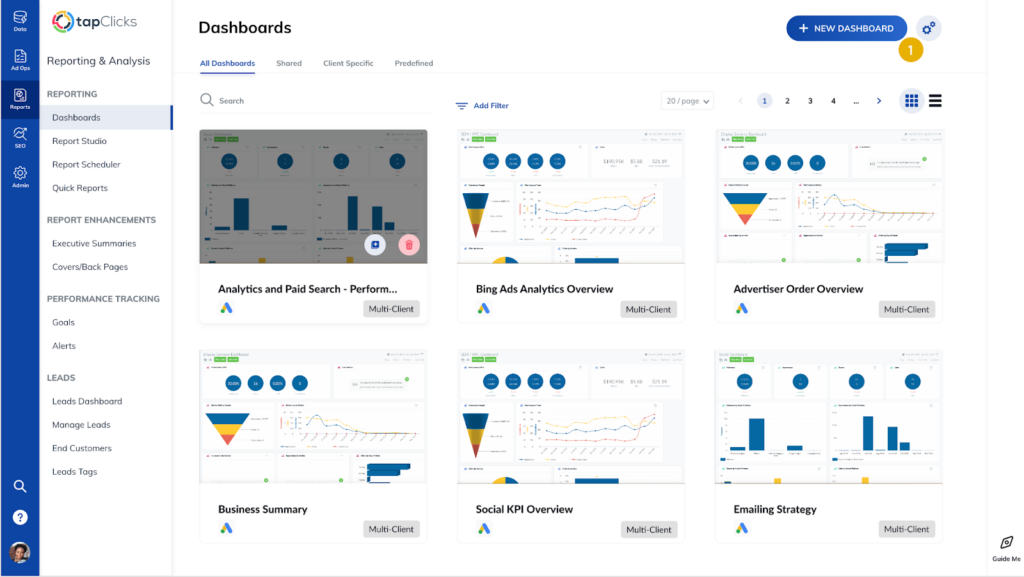 TapClicks screenshot - 10 Migliori Software per Dashboard di Marketing nel 2026