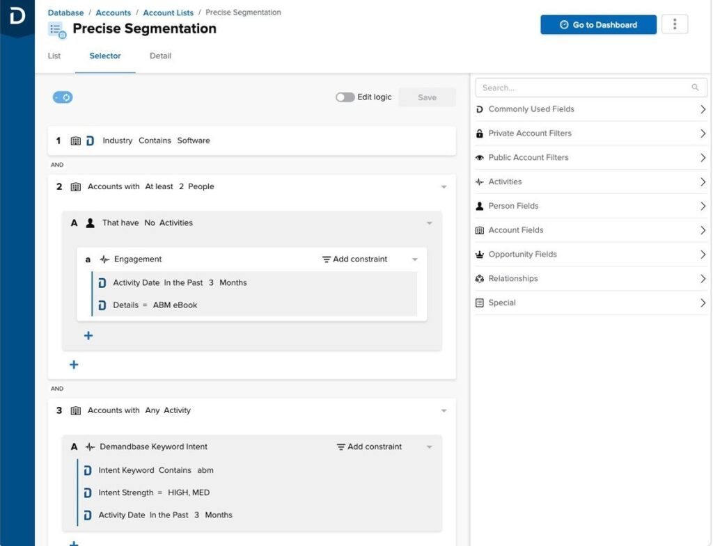 Demandbase screenshot - 10 Mejores Software de Inteligencia de Cuentas de Marketing B2B (2026)