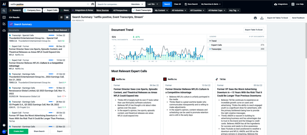 AlphaSense screenshot - 10 Mejores Software de Inteligencia de Mercado en 2026