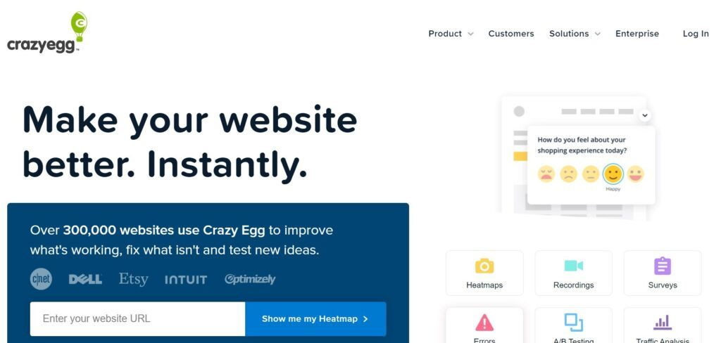 Crazy Egg screenshot - I 10 migliori strumenti di analisi del marketing recensiti per il 2026