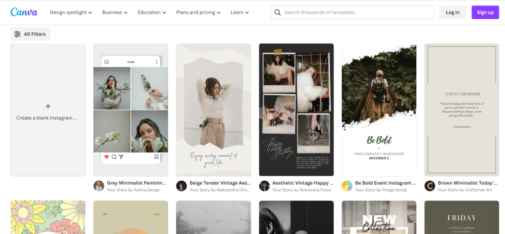 Canva screenshot - 10 Mejores Plataformas de Marketing para Instagram en 2026