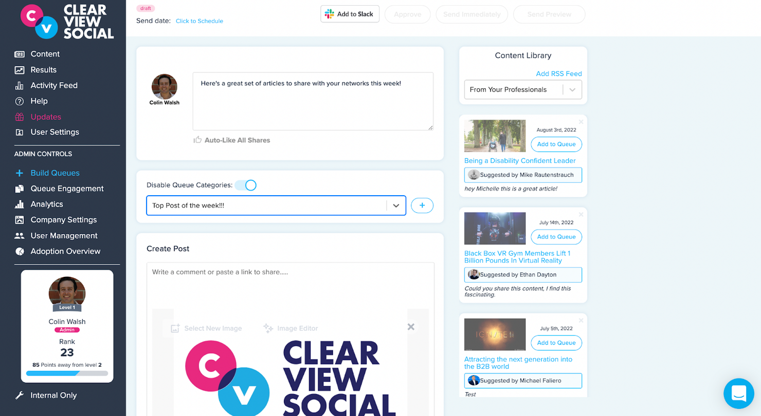 Clearview Social screenshot - 10 migliori piattaforme di advocacy dei dipendenti nel 2026