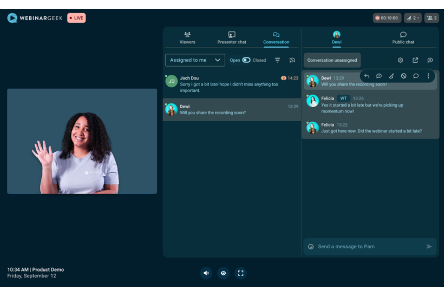 WebinarGeek screenshot - 10 migliori piattaforme di marketing digitale: recensioni per 2026