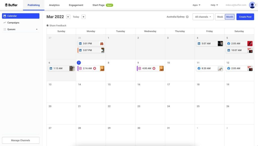 Buffer screenshot - 10 Migliori Software di Marketing Gratuiti per PMI nel 2026
