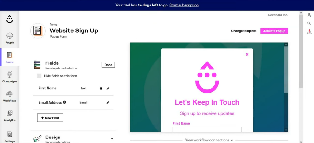 Drip screenshot - 10 Piattaforme di Automazione del Marketing B2B nel 2026