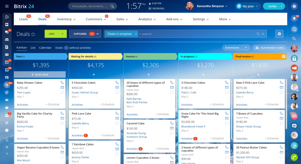 Bitrix24 screenshot - 10 Mejores Software de Gestión de Datos de Cuentas en 2026