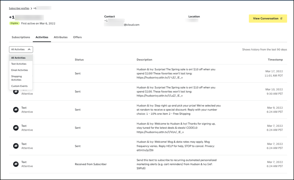 Attentive screenshot - 10 Piattaforme di Automazione del Marketing B2B nel 2026
