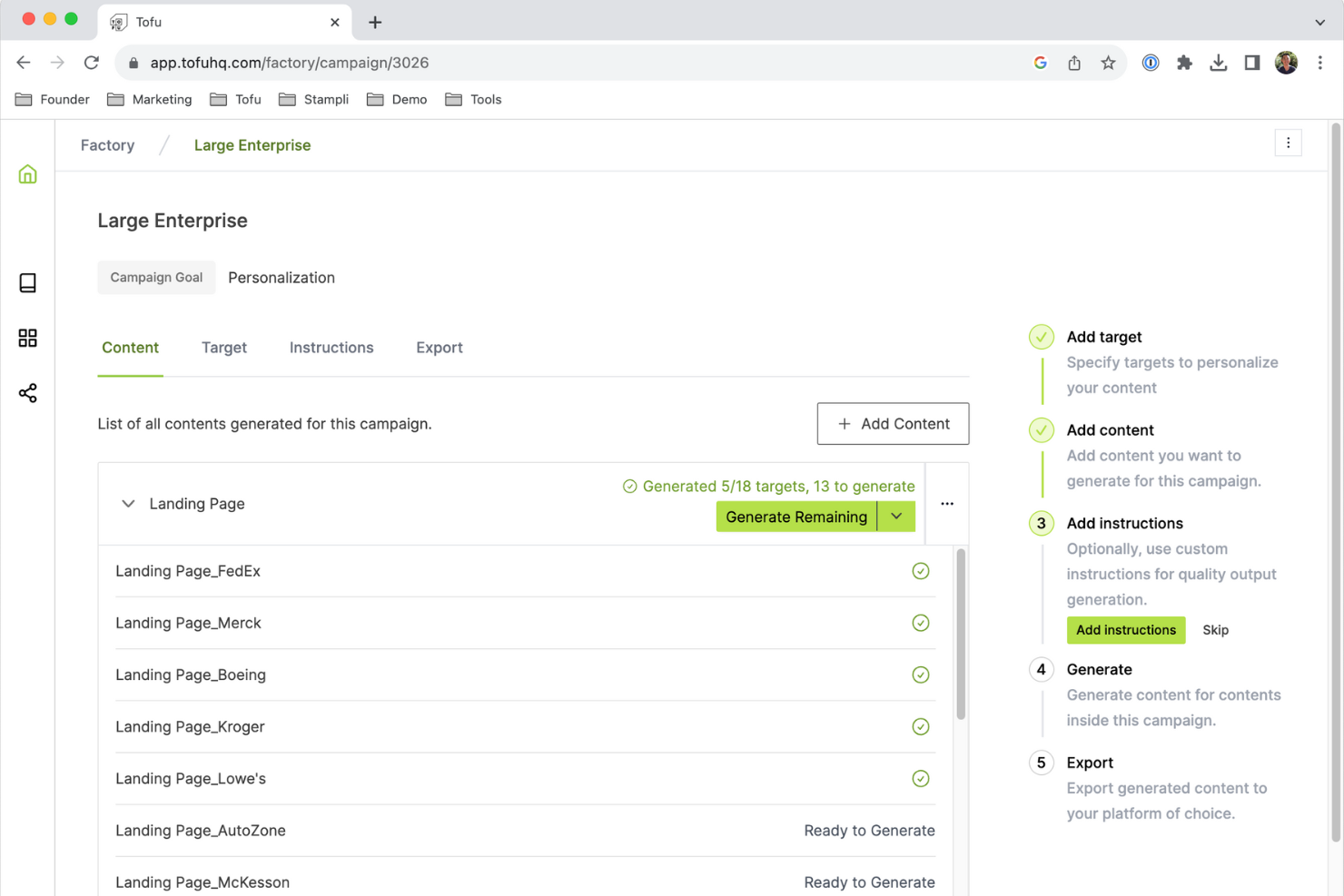 Tofu screenshot - 10 migliori software per Account-Based Marketing per il 2026