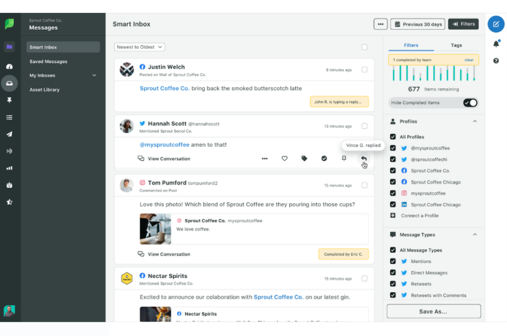 Sprout Social screenshot - 1 Mejores Software de Marketing en Redes Sociales Analizados para 2026