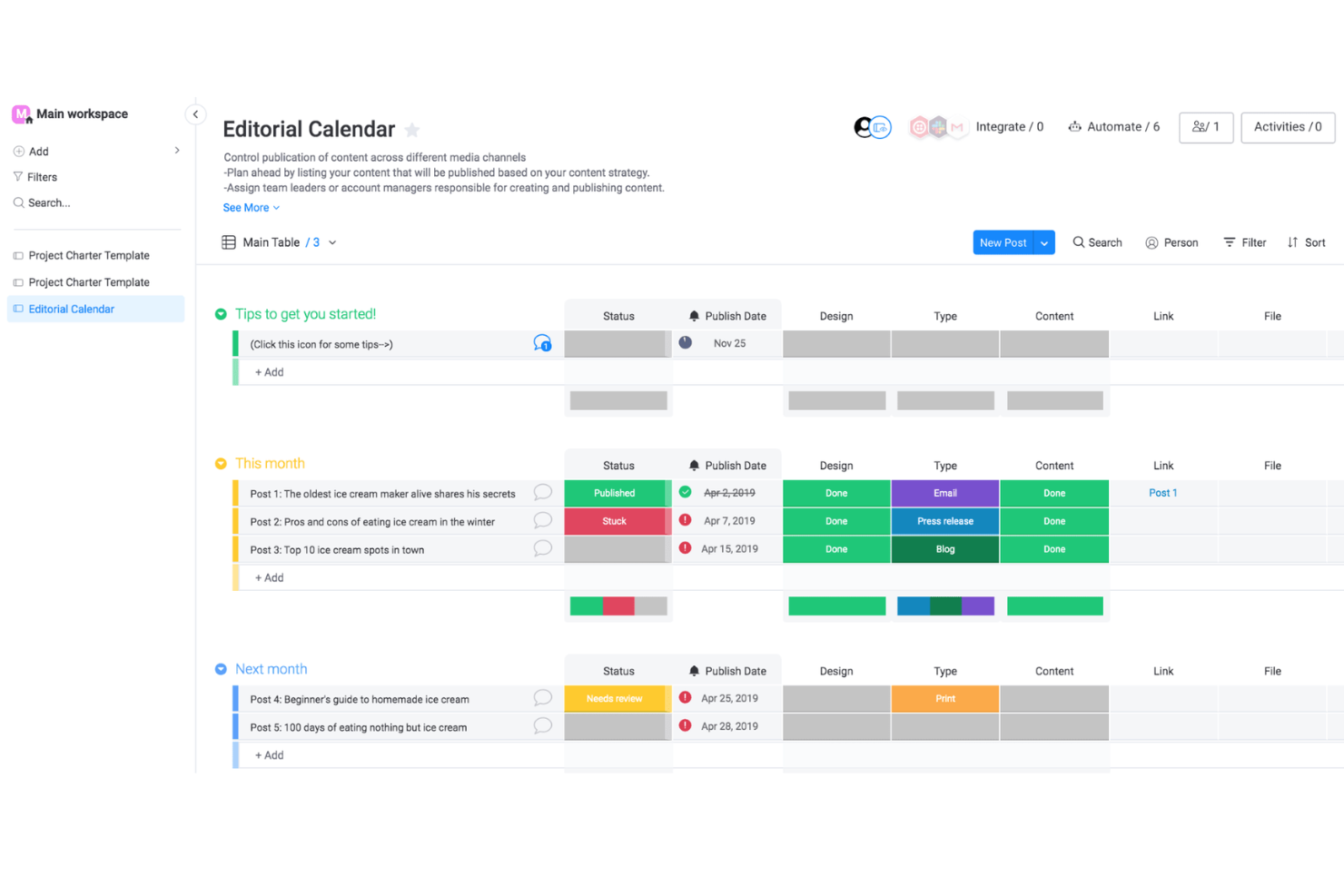 monday AI Workspace screenshot - 10 Mejores Software de Marketing Gratis para PYMEs en 2026