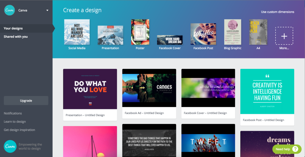 Canva screenshot - 10 Migliori Software di Marketing Gratuiti per PMI nel 2026