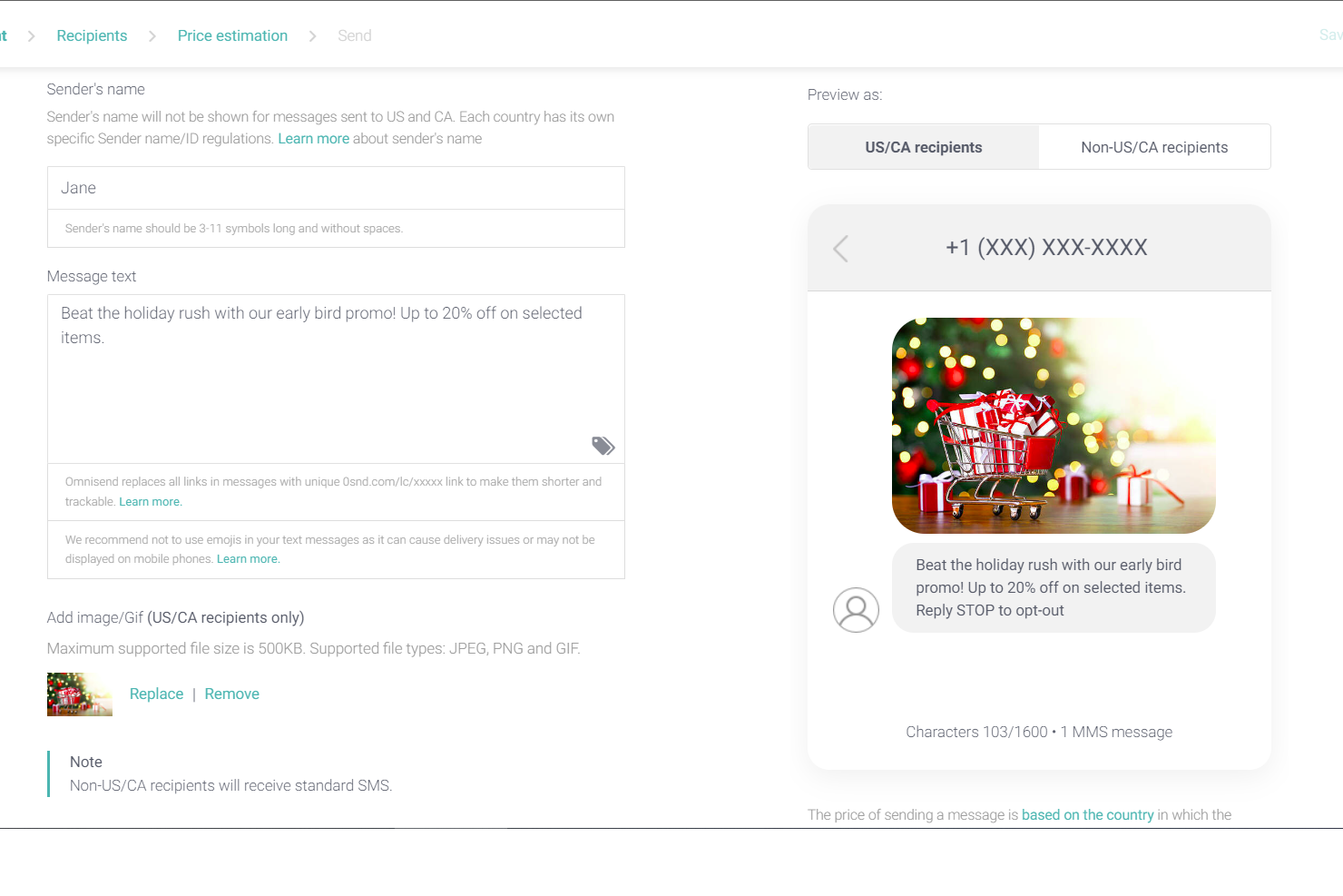 Omnisend screenshot - 2 Migliori Piattaforme di SMS Marketing Recensite per 2026