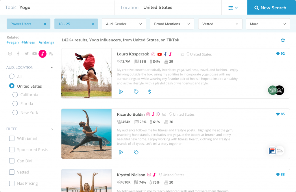 Klear screenshot - 2 Migliori software per il marketing degli influencer recensiti per 2026