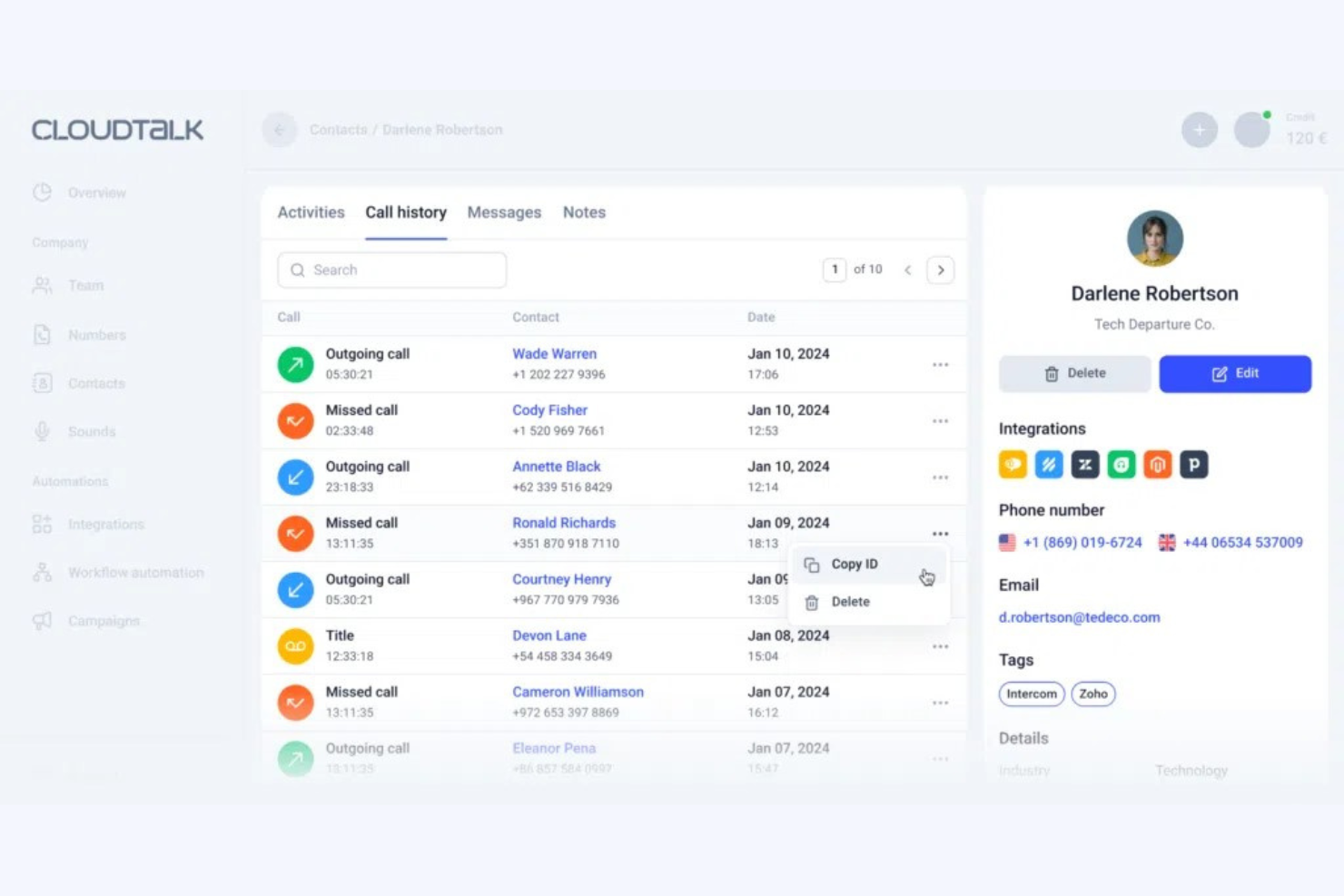 CloudTalk screenshot - 2 Migliori Piattaforme di SMS Marketing Recensite per 2026