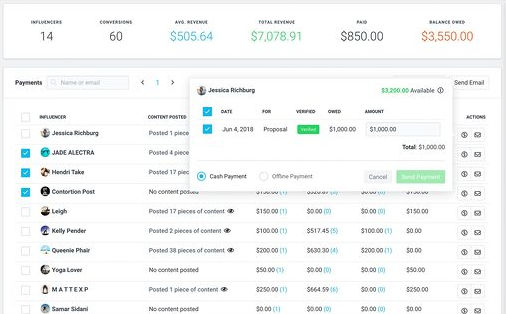 GRIN screenshot - 2 Migliori software per il marketing degli influencer recensiti per 2026