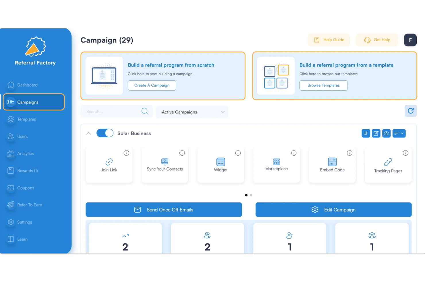 Referral Factory screenshot - 10 Mejores Software de Marketing de Afiliados Analizados para 2026