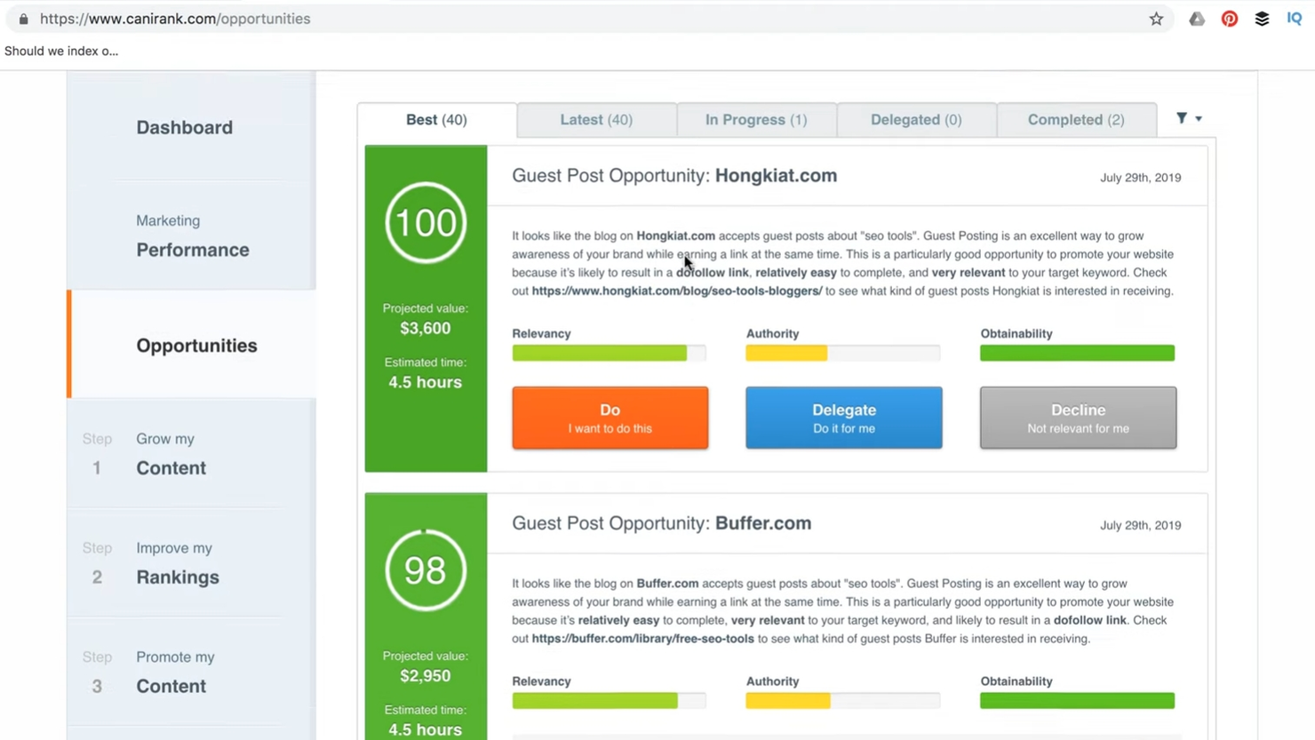 CanIRank screenshot - 10 Mejores Herramientas de SEO con IA Analizadas en 2026