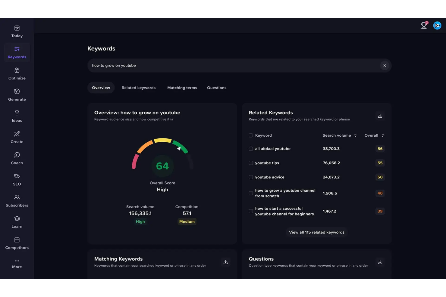 vidIQ screenshot - 10 strumenti SEO per YouTube scelti per 2026 per far crescere il tuo canale
