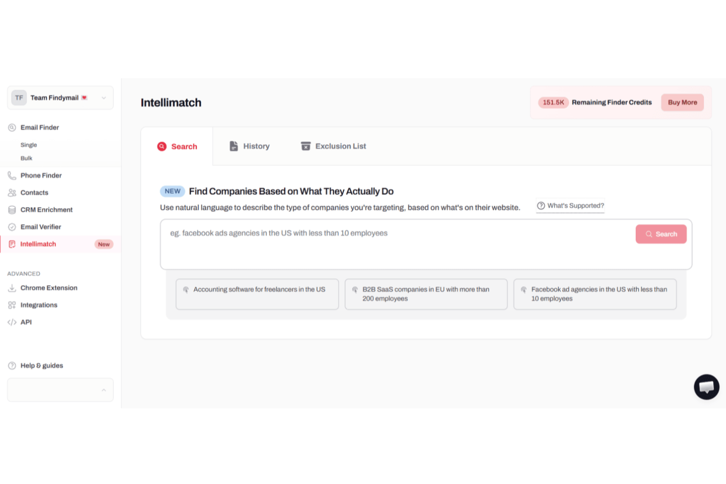 Findymail screenshot - 10 Migliori Software di Generazione Lead con IA Recensiti nel 2026
