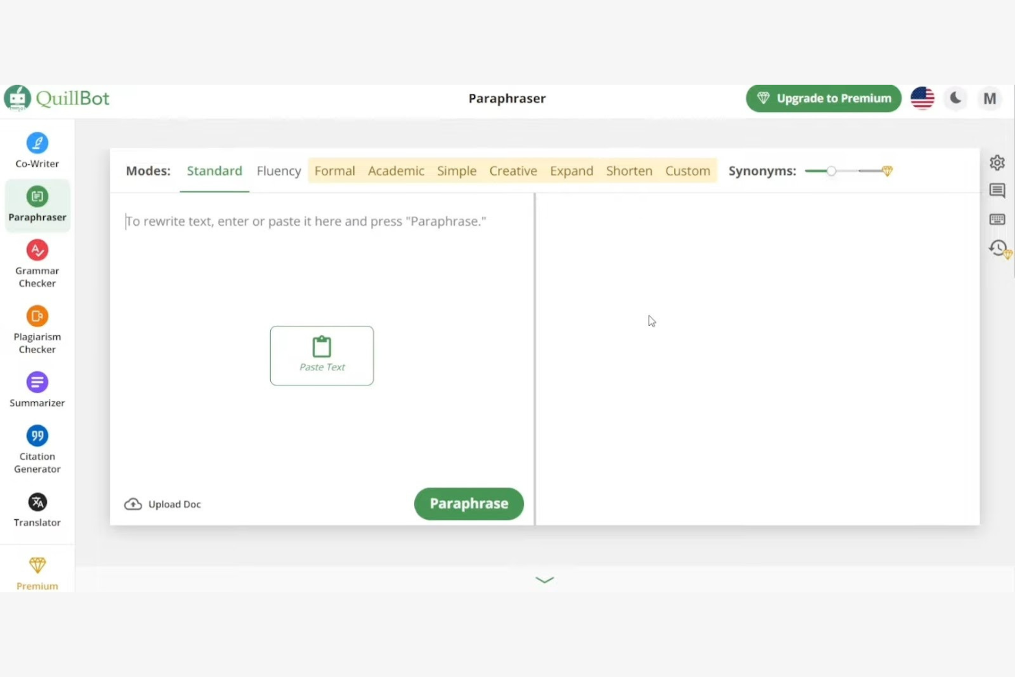 QuillBot screenshot - 10 Migliori Software di Scrittura AI Gratuiti Recensiti nel 2026
