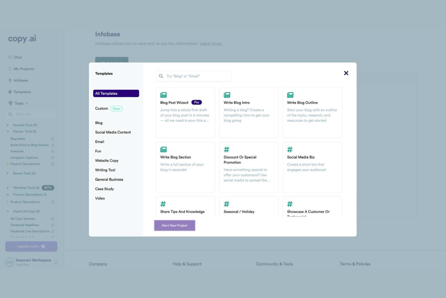 Copy.ai screenshot - 1 Mejores Alternativas a Blaze AI Clasificadas para 2026