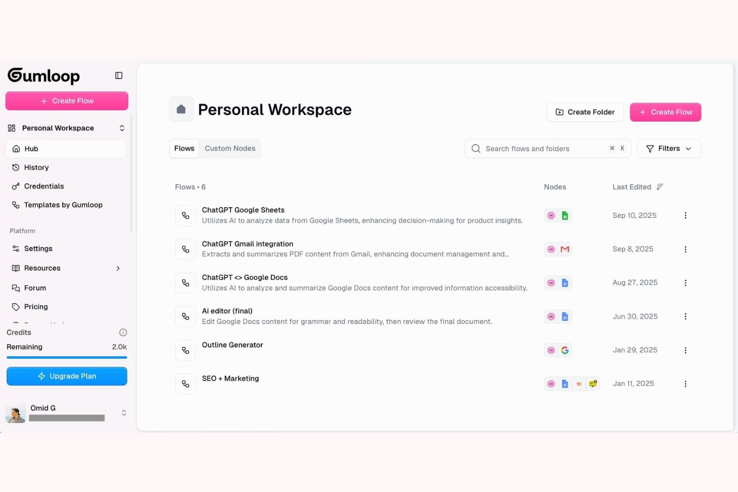Gumloop screenshot - 10 Mejores Herramientas de IA para Anuncios de Facebook Analizadas en 2026