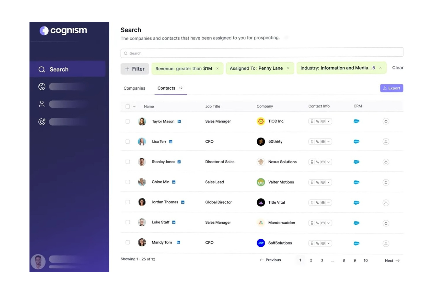 Cognism screenshot - 10 migliori strumenti B2B per la generazione di contatti commerciali recensiti nel 2026