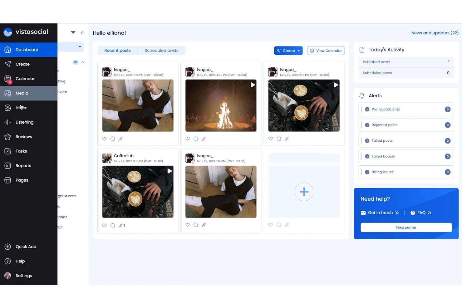 Vista Social screenshot - 10 Migliori Strumenti Gratuiti di Social Listening Recensiti nel 2026