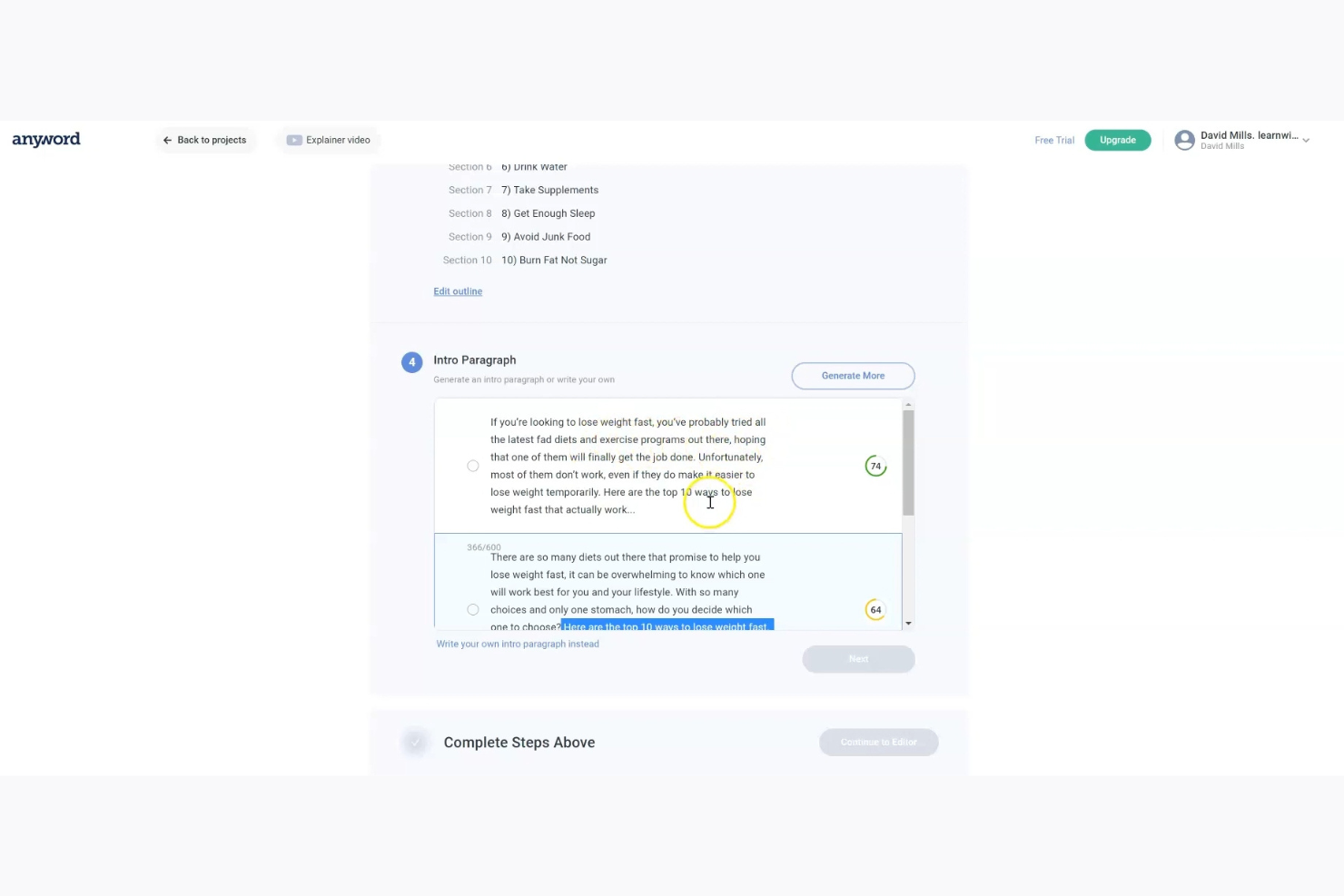 Anyword screenshot - 10 Migliori Strumenti di Scrittura di Contenuti con IA che Ho Testato Nel 2026