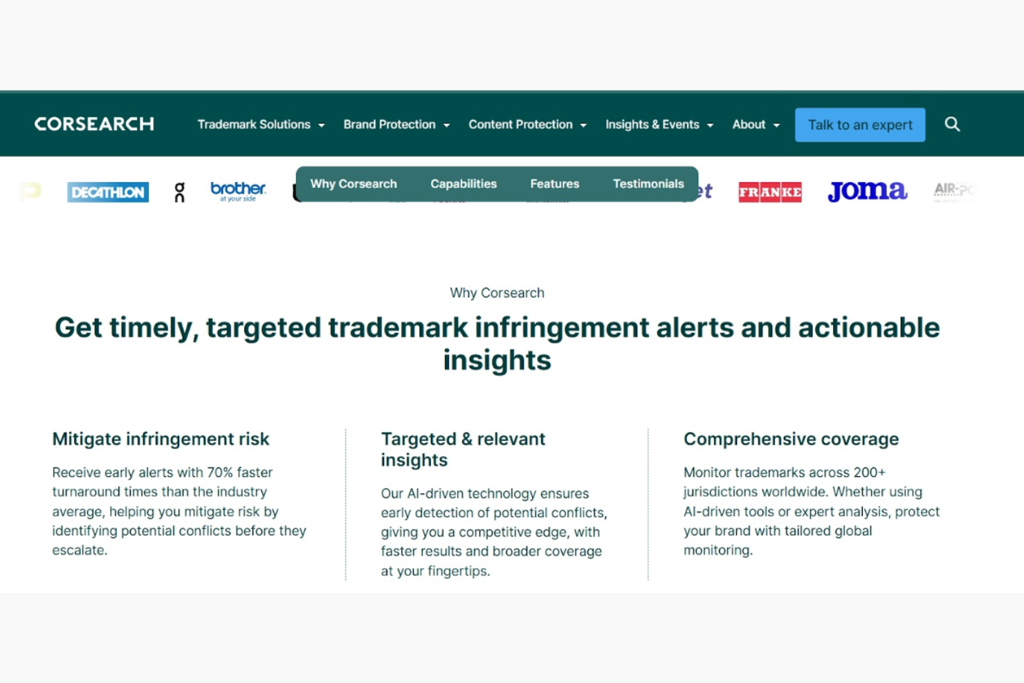 Corsearch screenshot - 10 Mejores Servicios de Monitoreo de Marcas Registradas Revisados en 2026