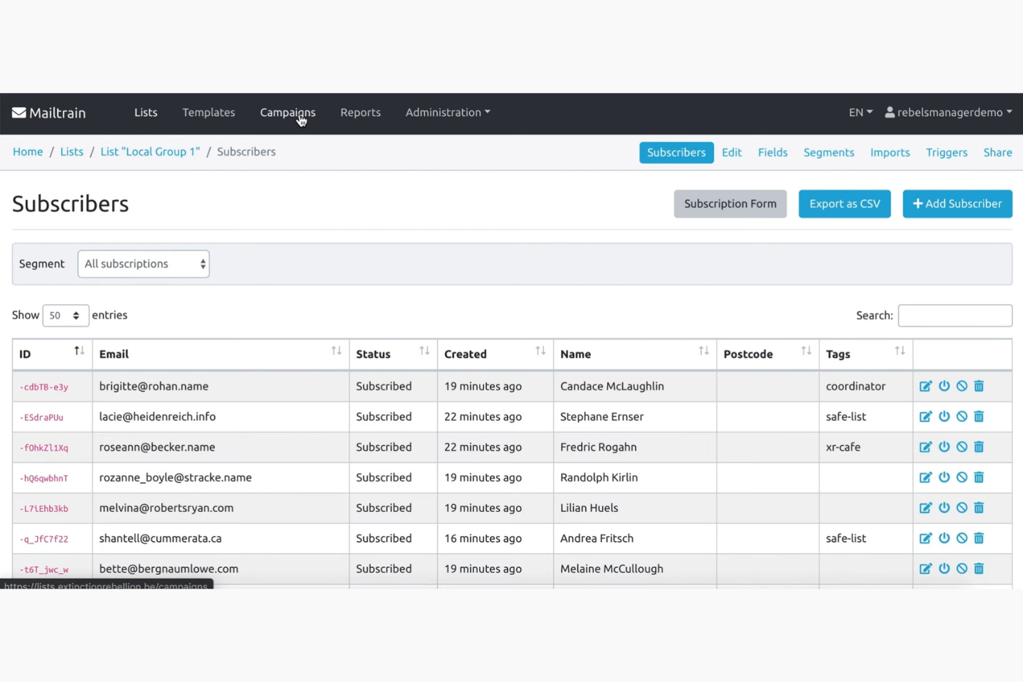 Mailtrain screenshot - 10 Mejores Software de Email Marketing Autoalojados en 2026