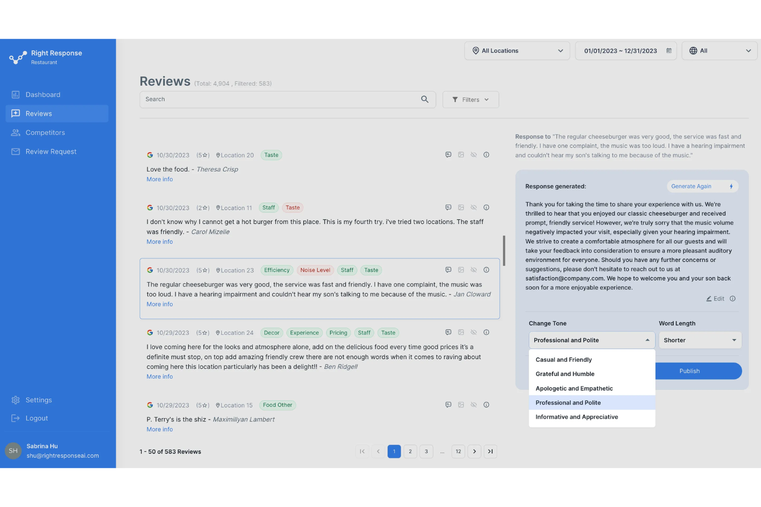 RightResponse AI screenshot - 10 migliori alternative a Birdeye recensite nel 2026