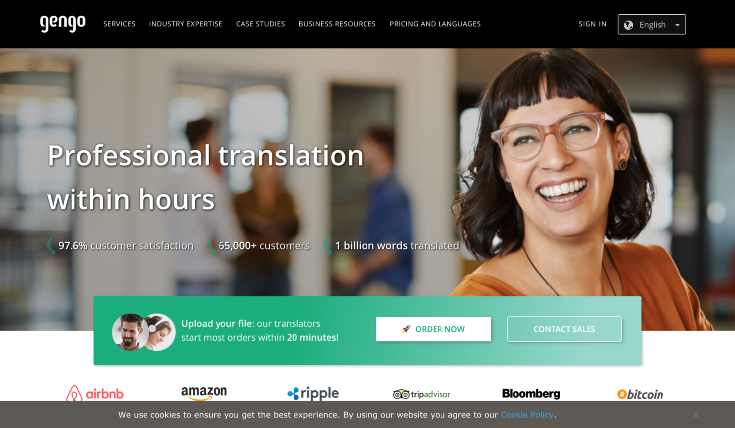 Gengo screenshot - 10 mejores servicios de localización de sitios web reseñados en 2026