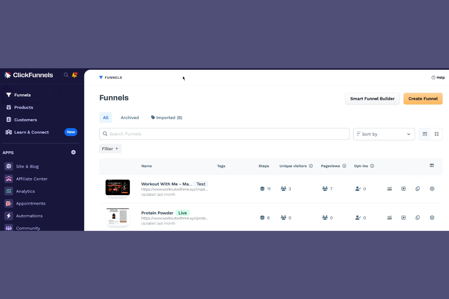 ClickFunnels screenshot - 10 migliori software per la progettazione di pagine web nel 2026