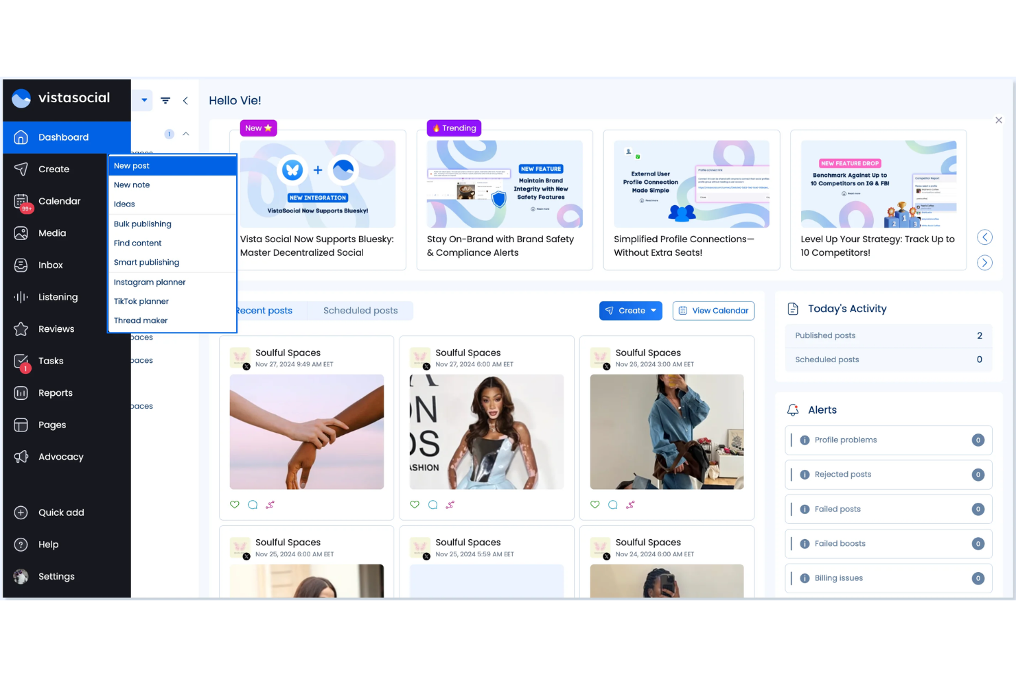 Vista Social screenshot - 10 Strumenti di Analisi Instagram nel 2026