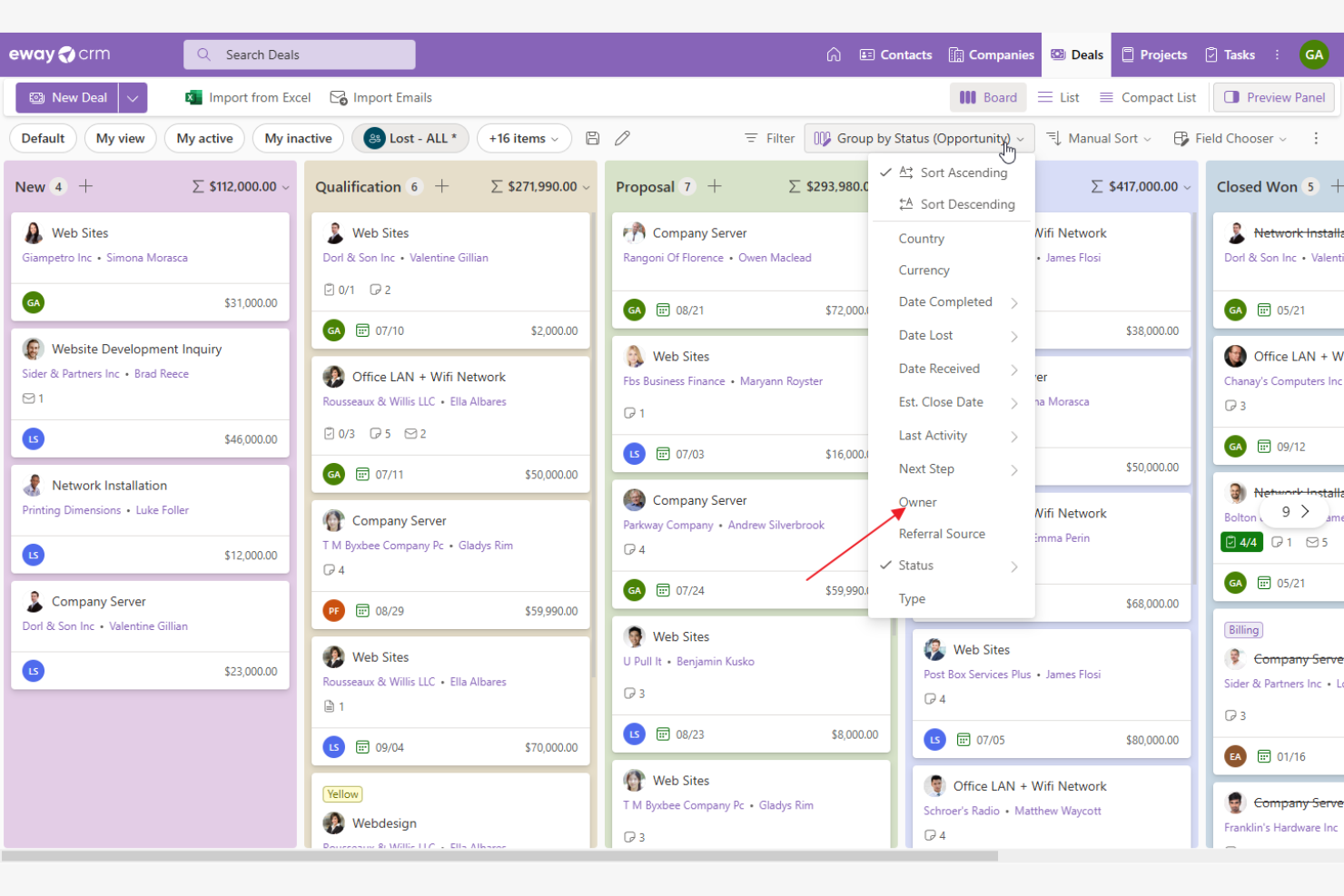 eWay-CRM screenshot - 14 alternative a monday CRM per il 2026