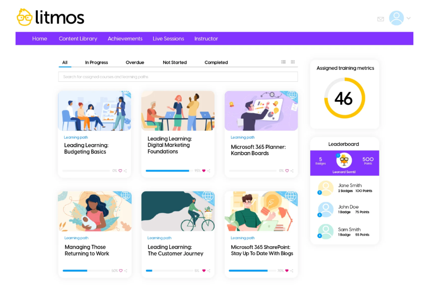 Litmos screenshot - 1 Mejores Herramientas de Capacitación para Socios de Canal con IA en 2026