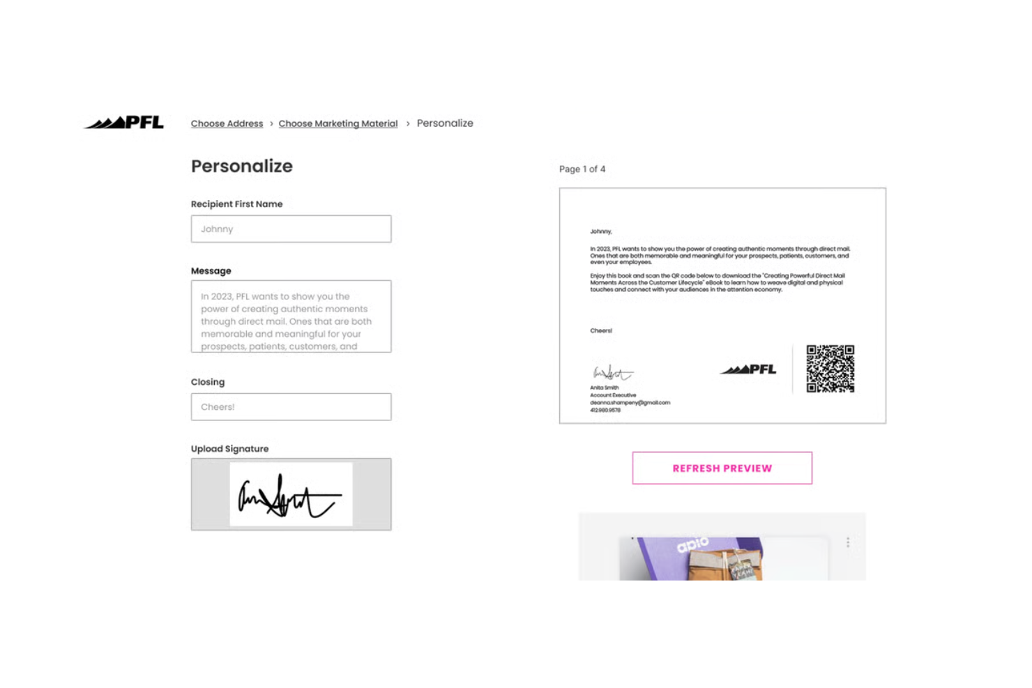 PFL (PrintingForLess) screenshot - 10 Mejores Herramientas de Marketing Directo por Correo Con IA en 2026