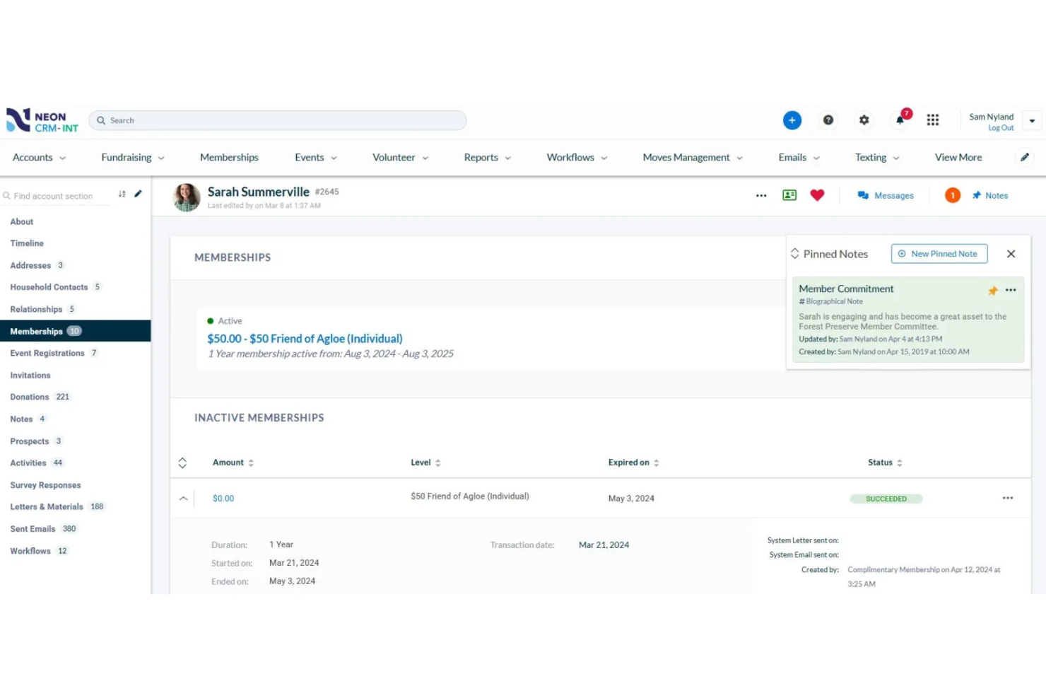 Neon CRM screenshot - 10 Software Gratuiti per la Gestione dei Membri per il 2026